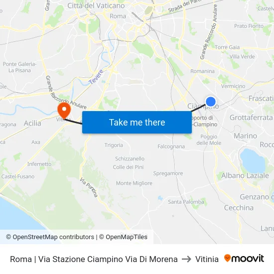 Roma | Via Stazione Ciampino Via Di Morena to Vitinia map