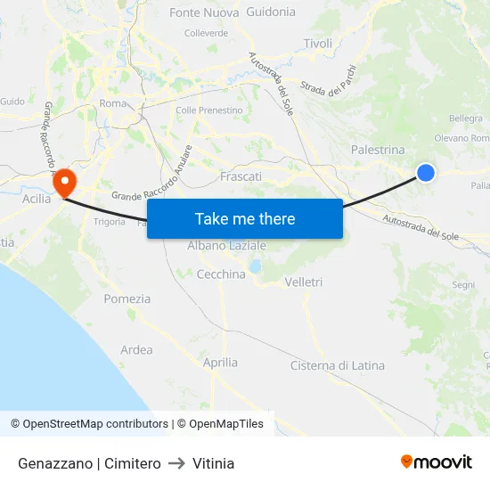 Genazzano | Cemetery to Vitinia map