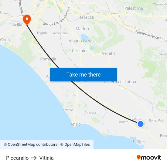 Piccarello to Vitinia map