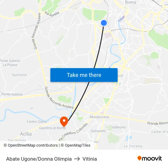 Abate Ugone/Donna Olimpia to Vitinia map