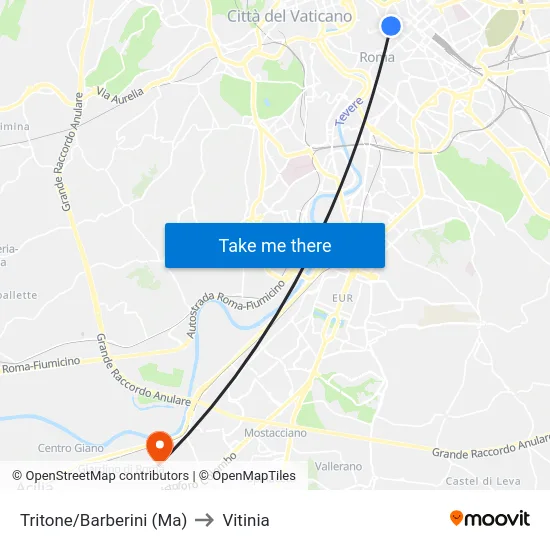 Tritone/Barberini (Ma) to Vitinia map