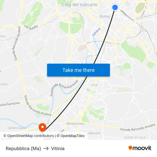 Repubblica (Ma) to Vitinia map