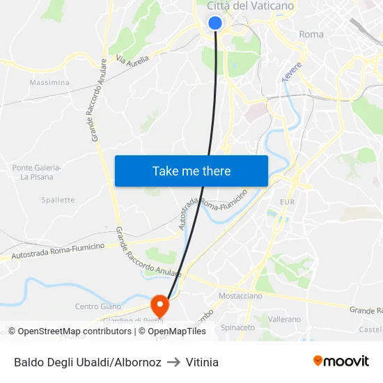 Baldo Degli Ubaldi/Albornoz to Vitinia map