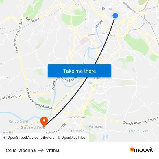 Celio Vibenna to Vitinia map