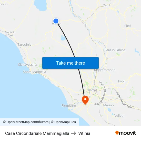 Mammagialla Prison to Vitinia map
