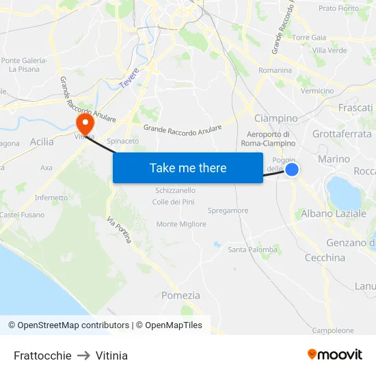Frattocchie to Vitinia map