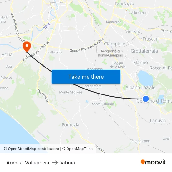Ariccia, Vallericcia to Vitinia map