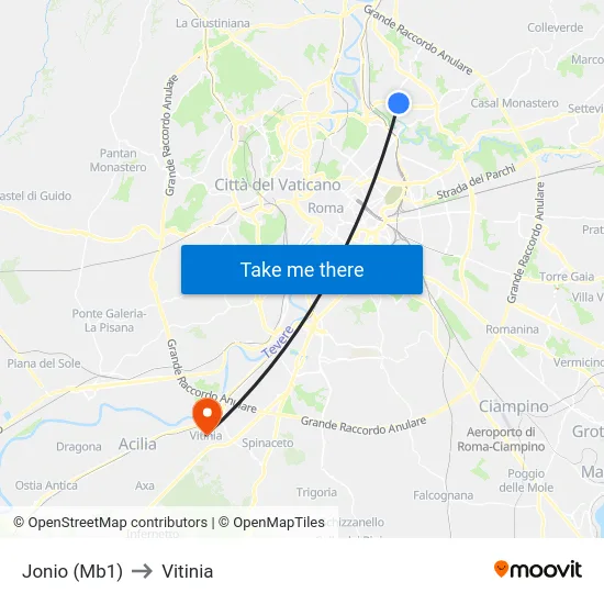 Jonio (Mb1) to Vitinia map