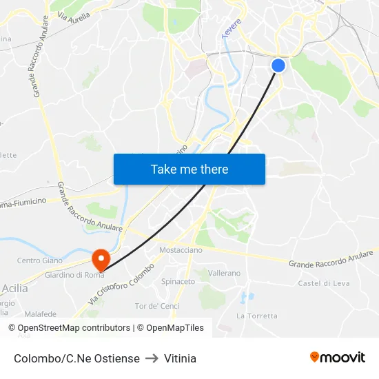 Colombo/C.Ne Ostiense to Vitinia map