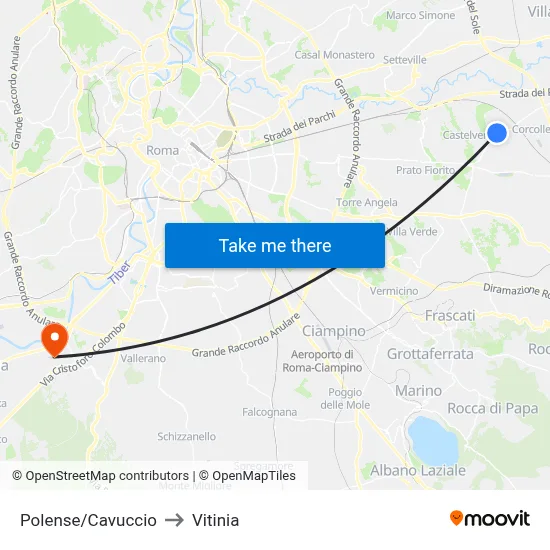 Polense/Cavuccio to Vitinia map