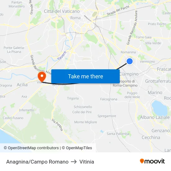 Anagnina/Campo Romano to Vitinia map