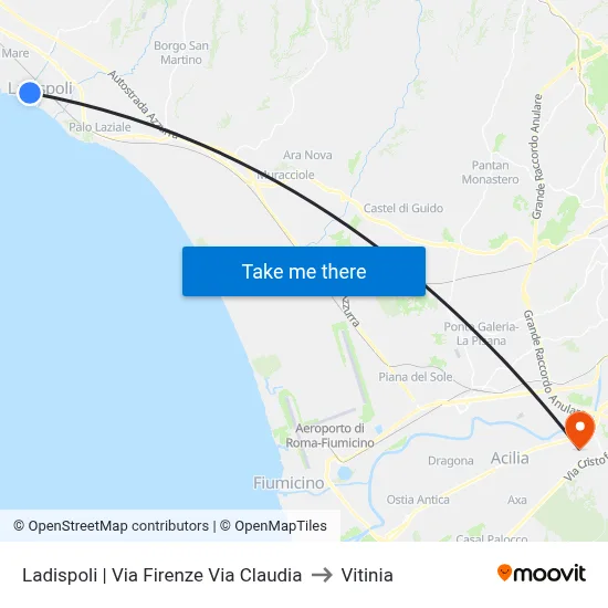 Ladispoli | Florence Street Via Claudia to Vitinia map