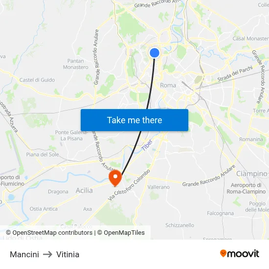 Mancini to Vitinia map
