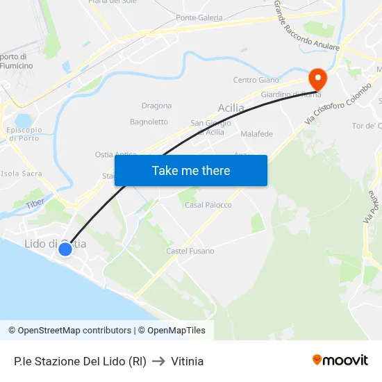 Lido Station Square to Vitinia map