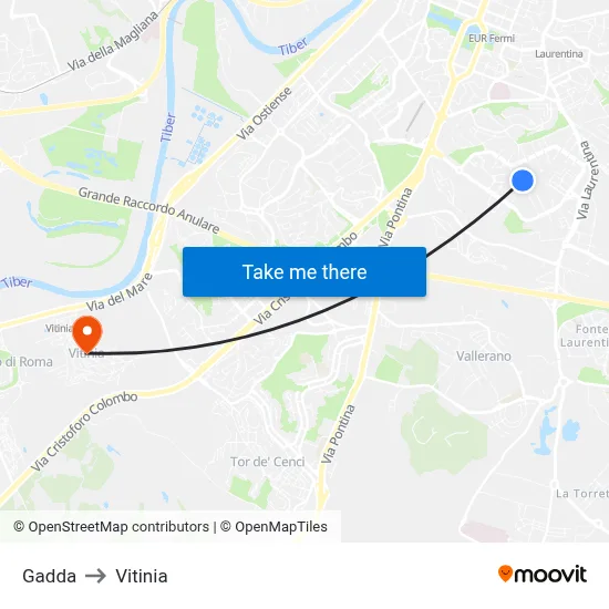 Gadda to Vitinia map