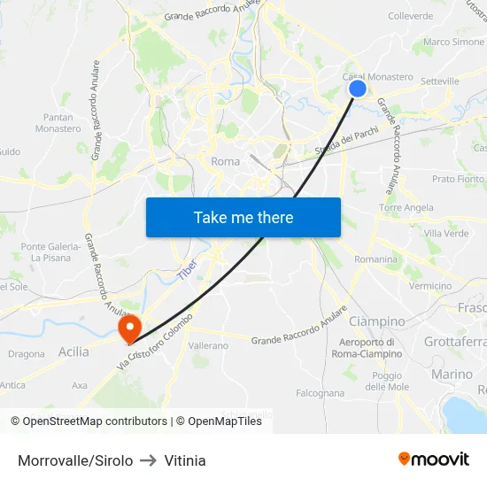 Morrovalle/Sirolo to Vitinia map