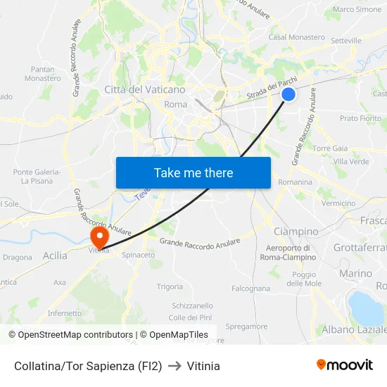 Collatina/Tor Sapienza (Fl2) to Vitinia map
