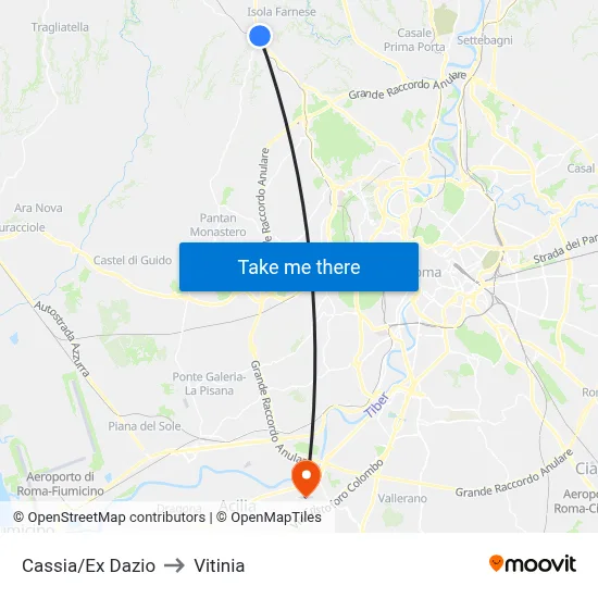 Cassia/Former Customs to Vitinia map