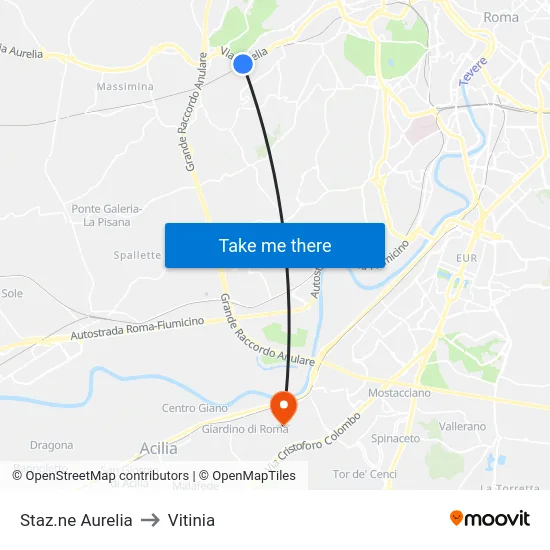 Staz.ne Aurelia to Vitinia map