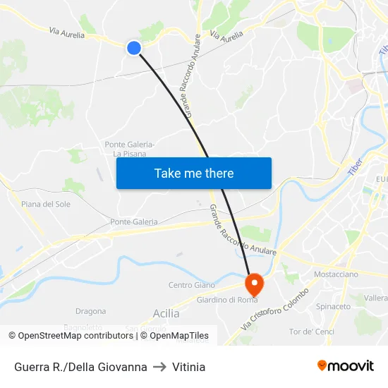 Guerra R./Della Giovanna to Vitinia map