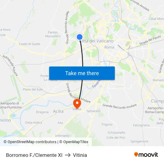 Borromeo F./Clemente XI to Vitinia map