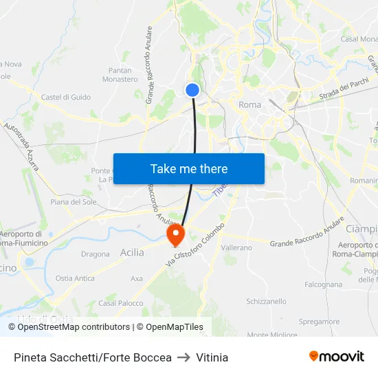 Pineta Sacchetti/Forte Boccea to Vitinia map