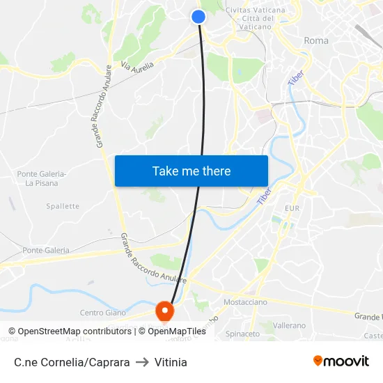 Cornelia Circle/Caprara to Vitinia map