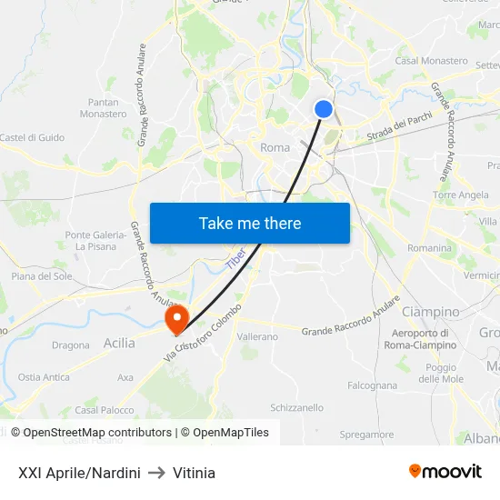 XXI April/Nardini to Vitinia map