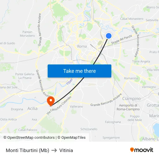 Monti Tiburtini (MB) to Vitinia map