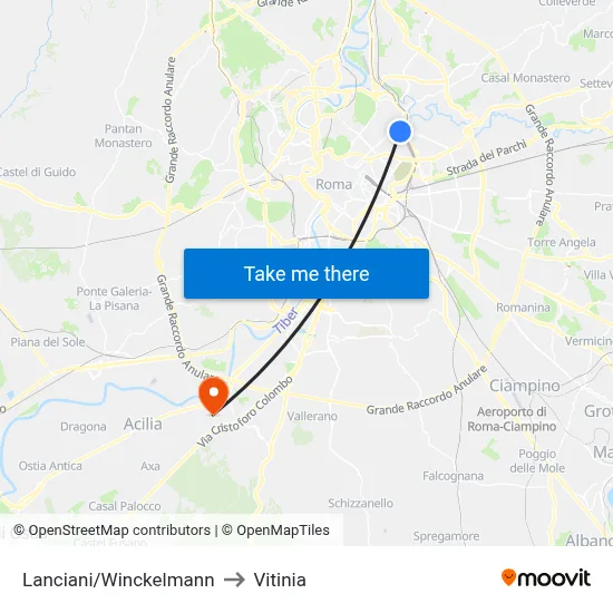 Lanciani/Winckelmann to Vitinia map
