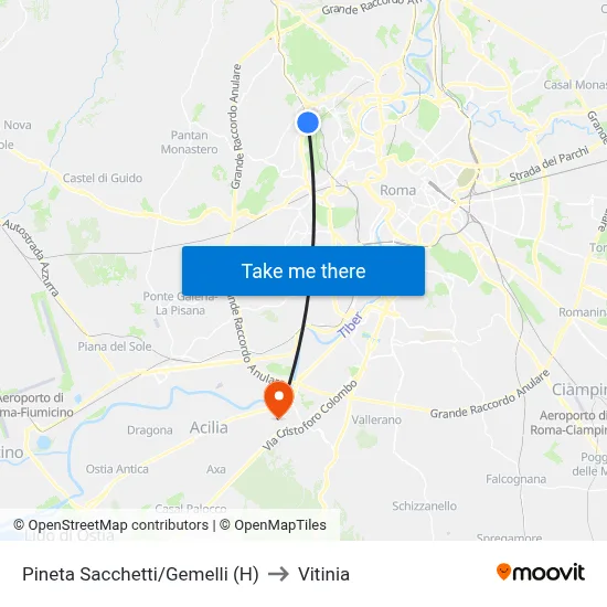 Pineta Sacchetti/Gemelli (H) to Vitinia map