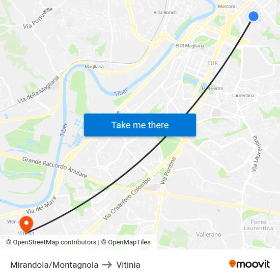 Mirandola/Montagnola to Vitinia map