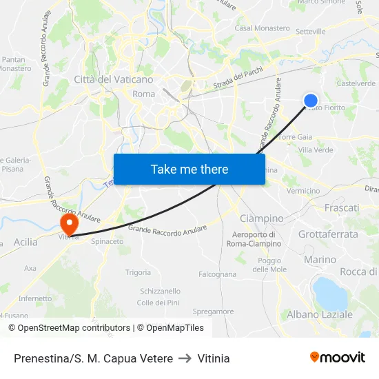 Prenestina/S. M. Capua Vetere to Vitinia map