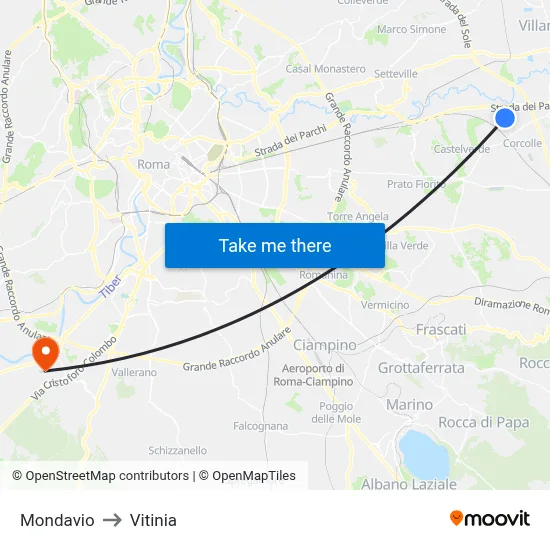 Mondavio to Vitinia map