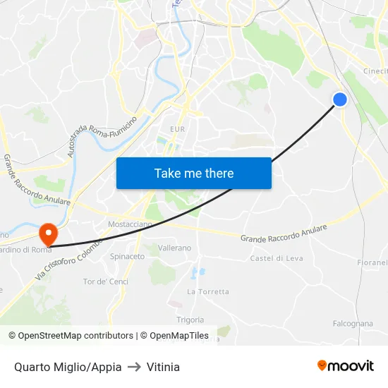 Fourth Mile/Appia to Vitinia map