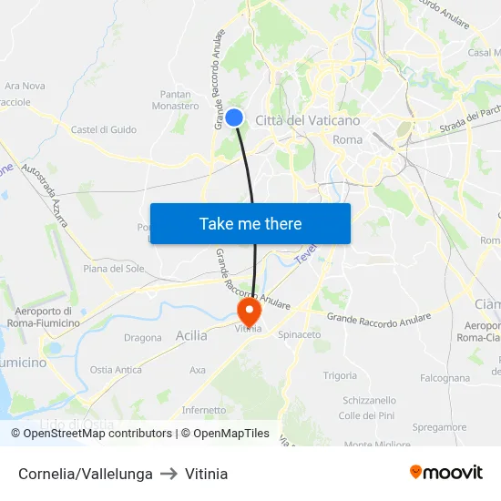Cornelia/Vallelunga to Vitinia map