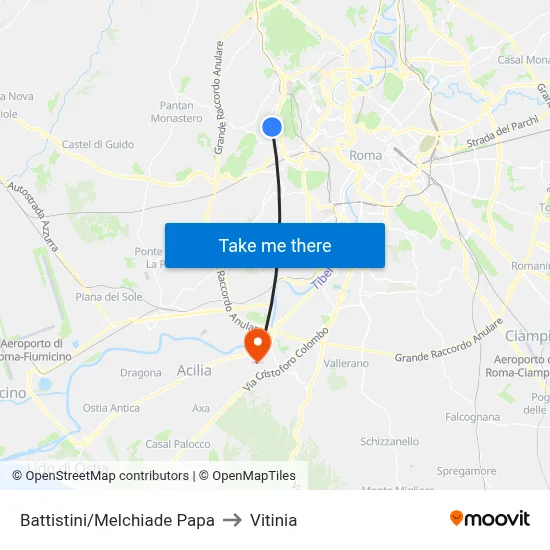 Battistini/Melchiade Papa to Vitinia map