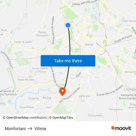 Monfortani to Vitinia map