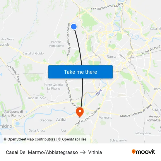 Casal Del Marmo/Abbiategrasso to Vitinia map