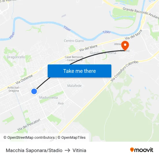 Macchia Saponara/Stadium to Vitinia map