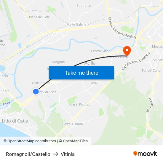 Romagnoli/Castle to Vitinia map