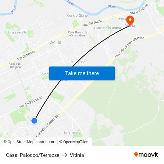 Casal Palocco/Terraces to Vitinia map