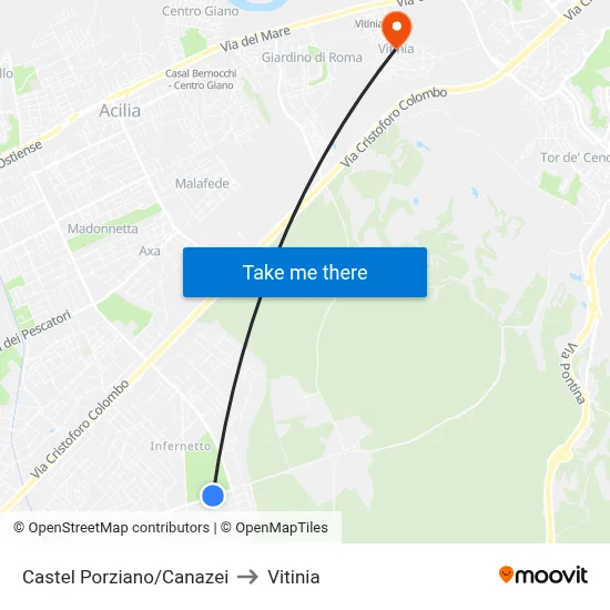 Castel Porziano/Canazei to Vitinia map