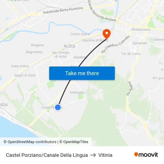 Castel Porziano/Canale Della Lingua to Vitinia map