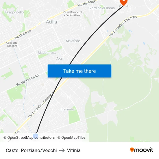Castel Porziano/Vecchi to Vitinia map
