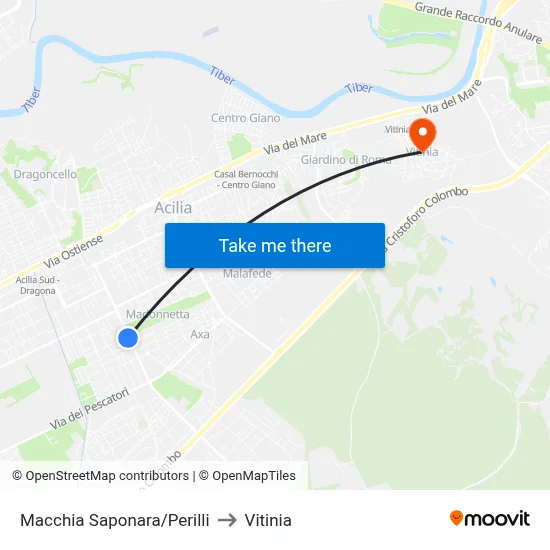 Macchia Saponara/Perilli to Vitinia map