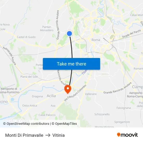 Primavalle Hills to Vitinia map