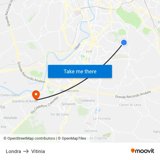 London to Vitinia map