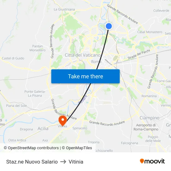 Staz.ne Nuovo Salario to Vitinia map