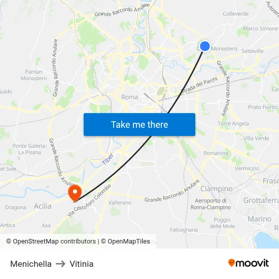Menichella to Vitinia map